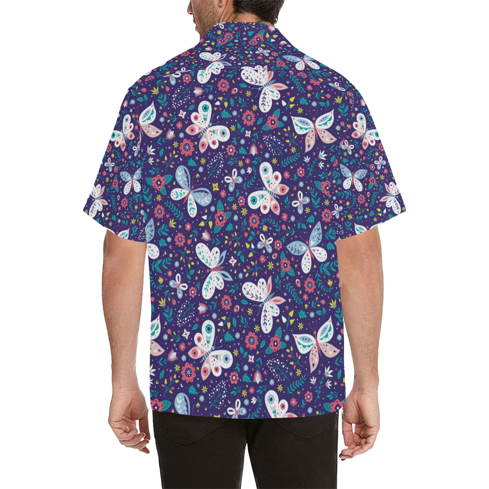 Colorful butterfly flower pattern.eps Men's All Over Print Hawaiian Shirt