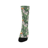 Toucan tropical green jungle palm pattern Crew Socks