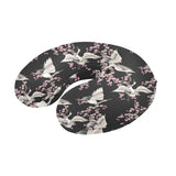 Japanese crane pink sakura pattern U-Shaped Travel Neck Pillow