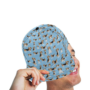 Beagle dog blue background pattern All Over Print Snapback Cap