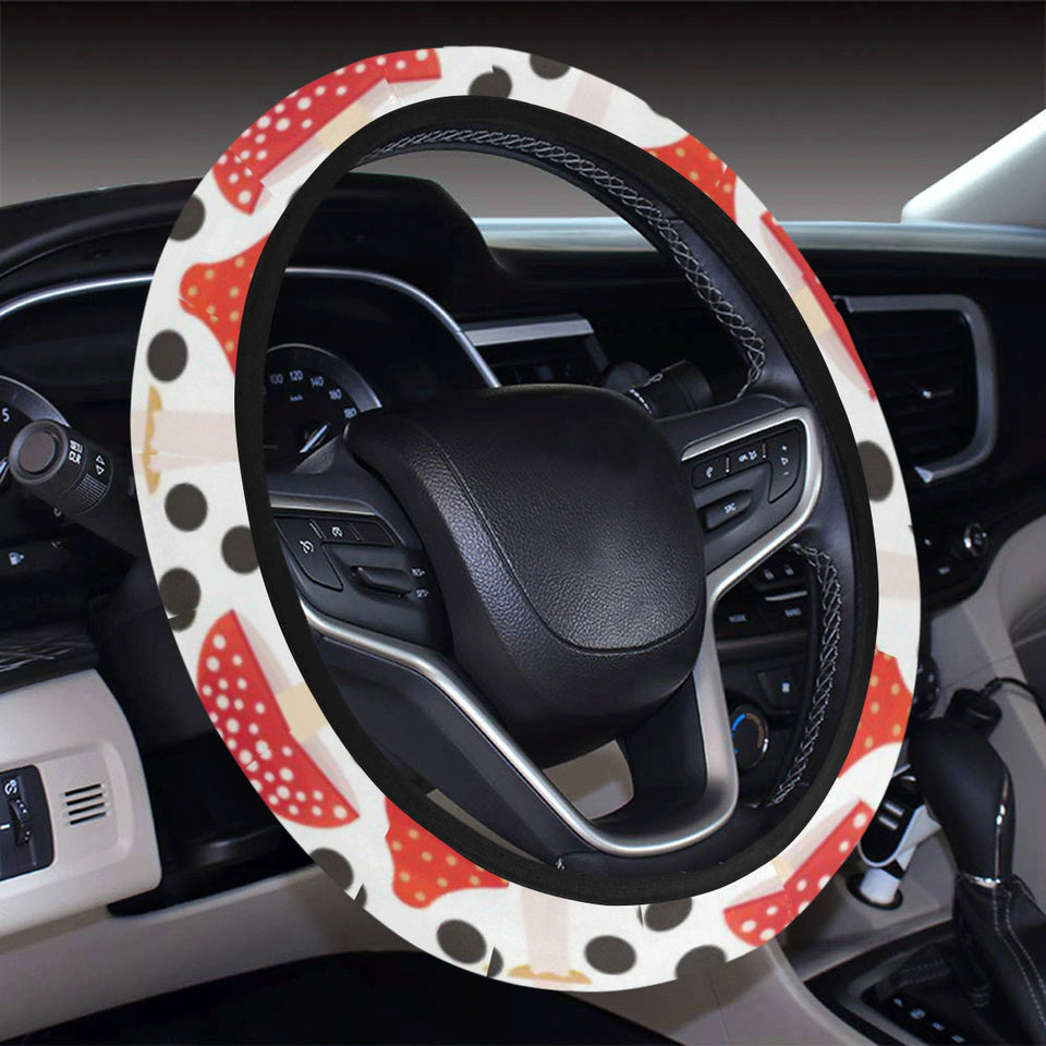Red mushroom dot pattern Car Steering Wheel Cover