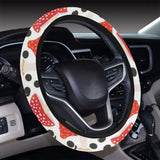 Red mushroom dot pattern Car Steering Wheel Cover