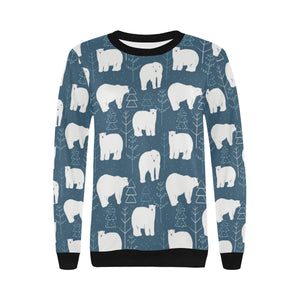 polar bear mother her child pattern Women's Crew Neck Sweatshirt