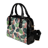 heliconia flowers, palm and monstera leaves Shoulder Handbag
