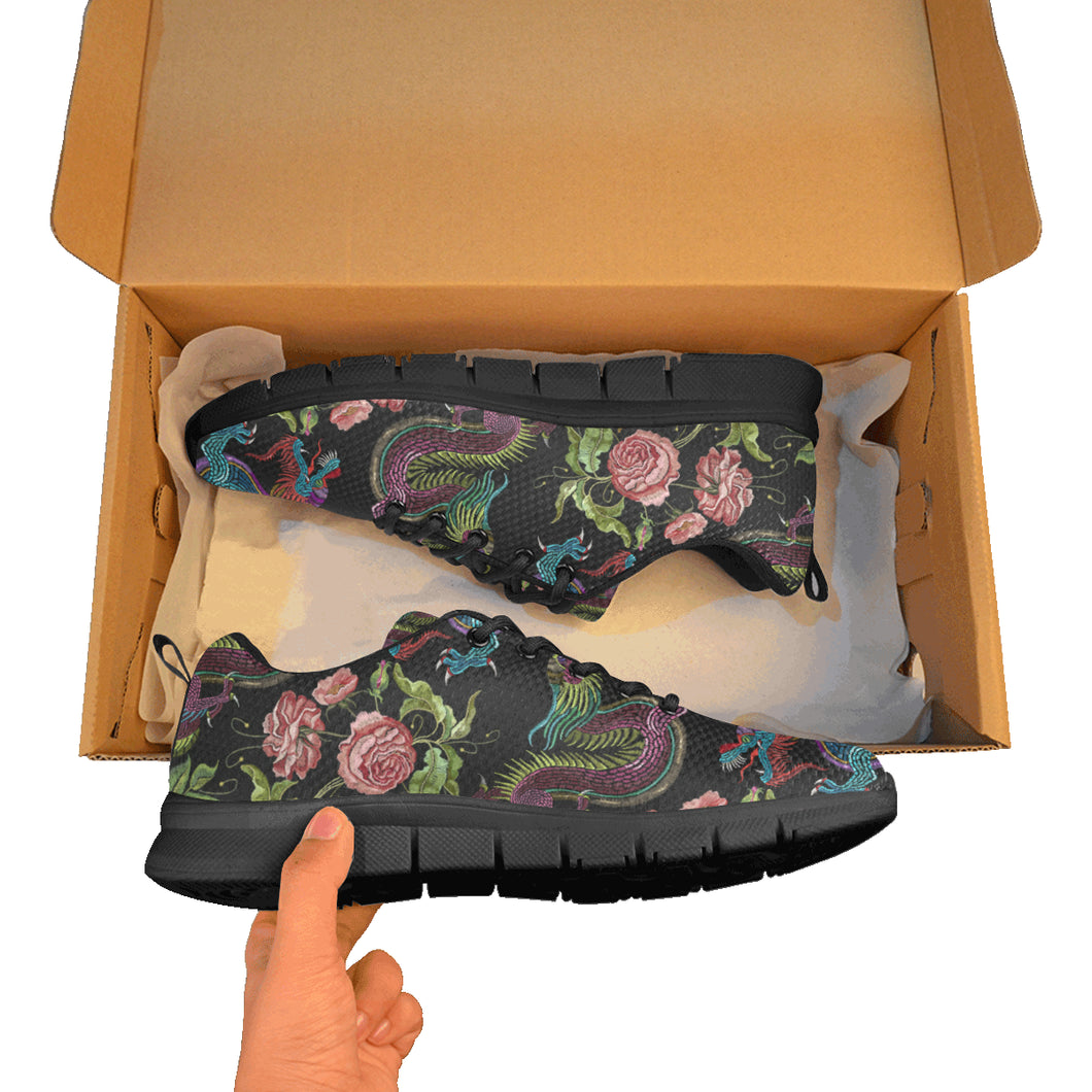 Dragons flower pattern Women's Sneaker Shoes