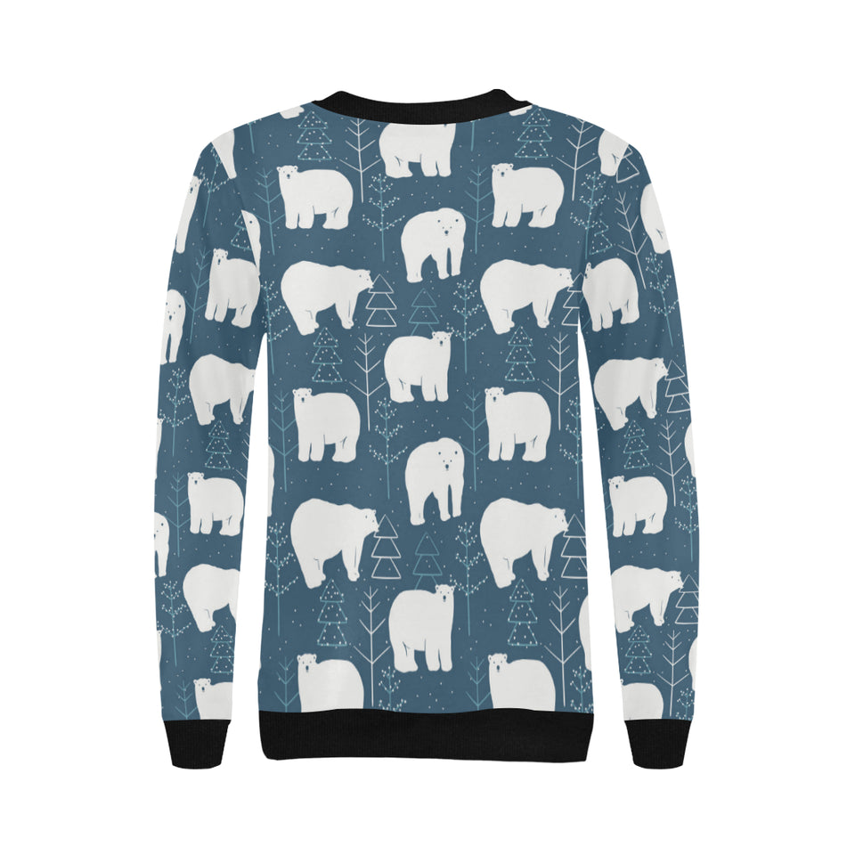 polar bear mother her child pattern Women's Crew Neck Sweatshirt