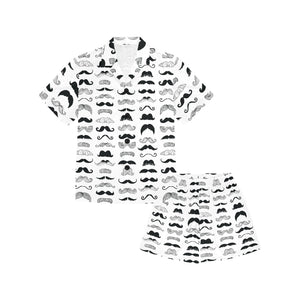 Mustache Beard Pattern Print Design 04 Kids' Boys' Girls' V-Neck Short Pajama Set