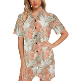 Cocoa beans Cocoa tree pattern Women's V-Neck Short Pajama Set