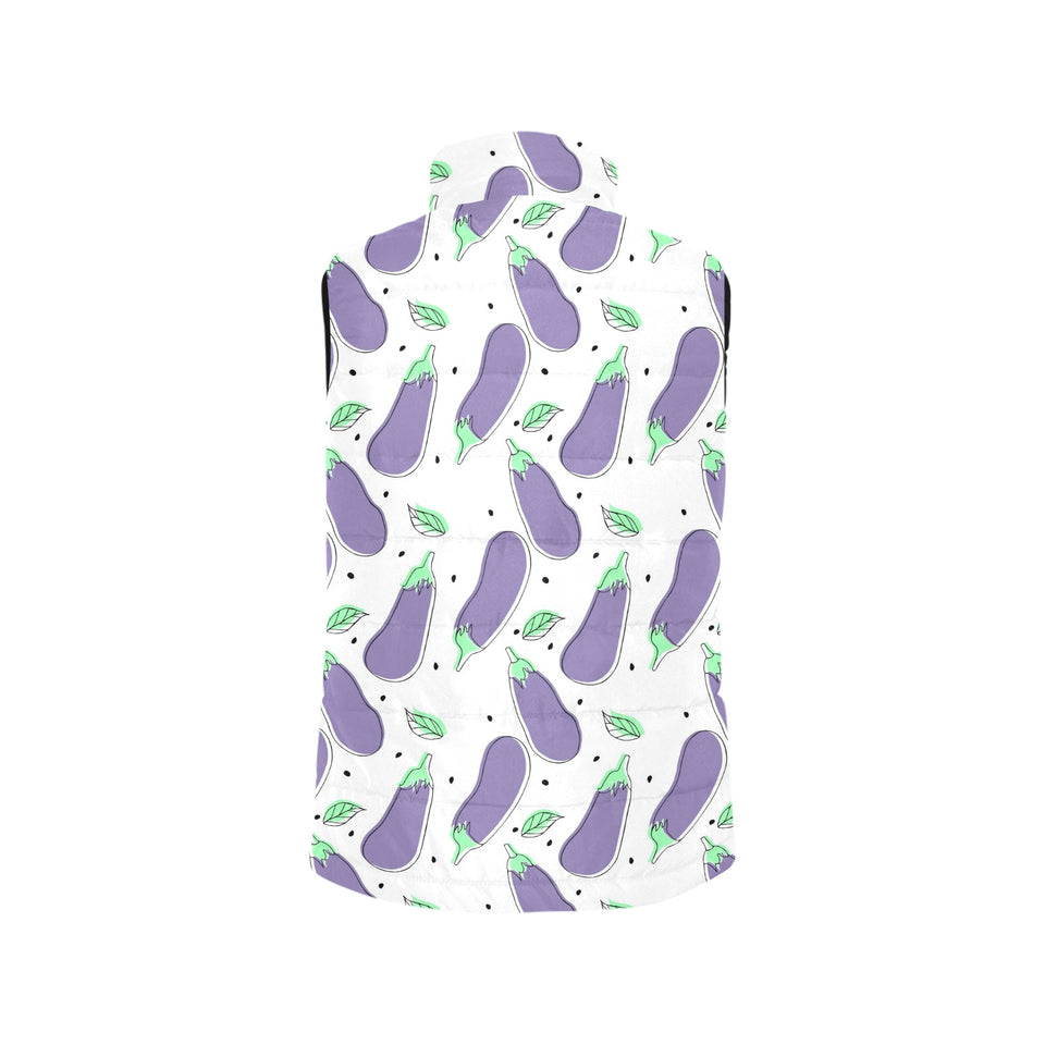 Eggplant Pattern Print Design 05 Women's Padded Vest