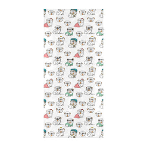 English Bulldog Pattern Print Design 03 Beach Towel