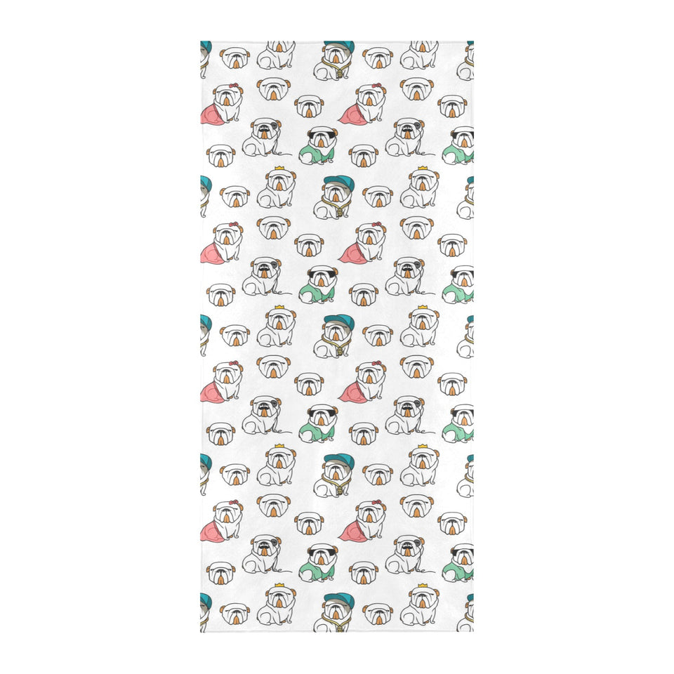 English Bulldog Pattern Print Design 03 Beach Towel