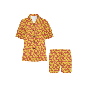 Potato Chips Pattern Print Design 05 Women's V-Neck Short Pajama Set