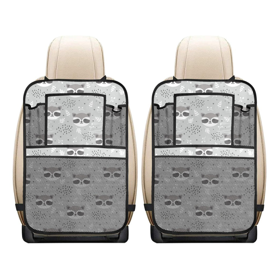 Cute raccoons leaves dot Car Seat Back Organizer