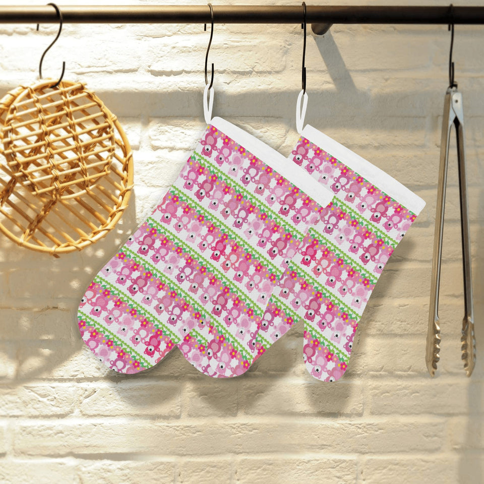 Teddy Bear Pattern Print Design 04 Heat Resistant Oven Mitts