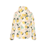 lemon flower leave pattern Women's Padded Hooded Jacket
