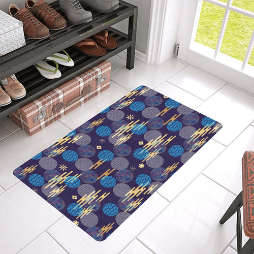 Blue japanese pattern cloud wave flower Doormat