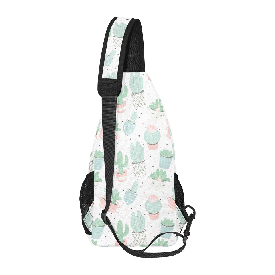 Pastel color cactus pattern All Over Print Chest Bag