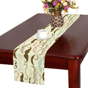 Mustache Beard Pattern Print Design 01 Table Runner