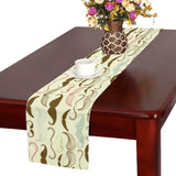 Mustache Beard Pattern Print Design 01 Table Runner