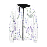 Hand painting Watercolor Lavender Men's Padded Hooded Jacket