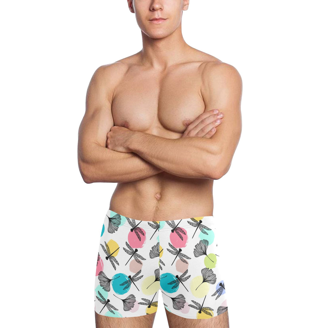 Dragonflies ginkgo leaves pattern Men's Swimming Trunks