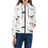 Polar bears star poka dot pattern Women's Padded Hooded Jacket