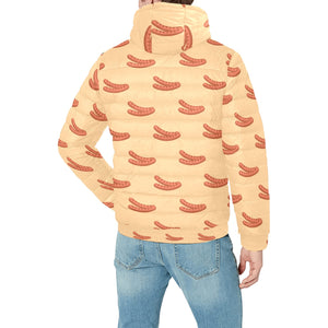 Sausage Pattern Print Design 03 Men's Padded Hooded Jacket