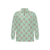 Hippopotamus Pattern Print Design 02 Men's Long Sleeve Polo Shirt