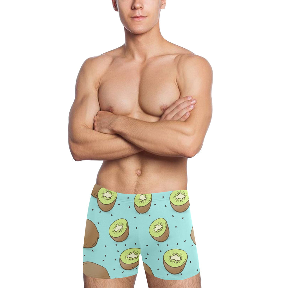 Kiwi blue background Men's Swimming Trunks