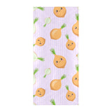 cute onions smiling faces purple background Beach Towel