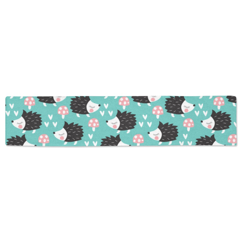 Hedgehog Pattern Print Design 03 Table Runner
