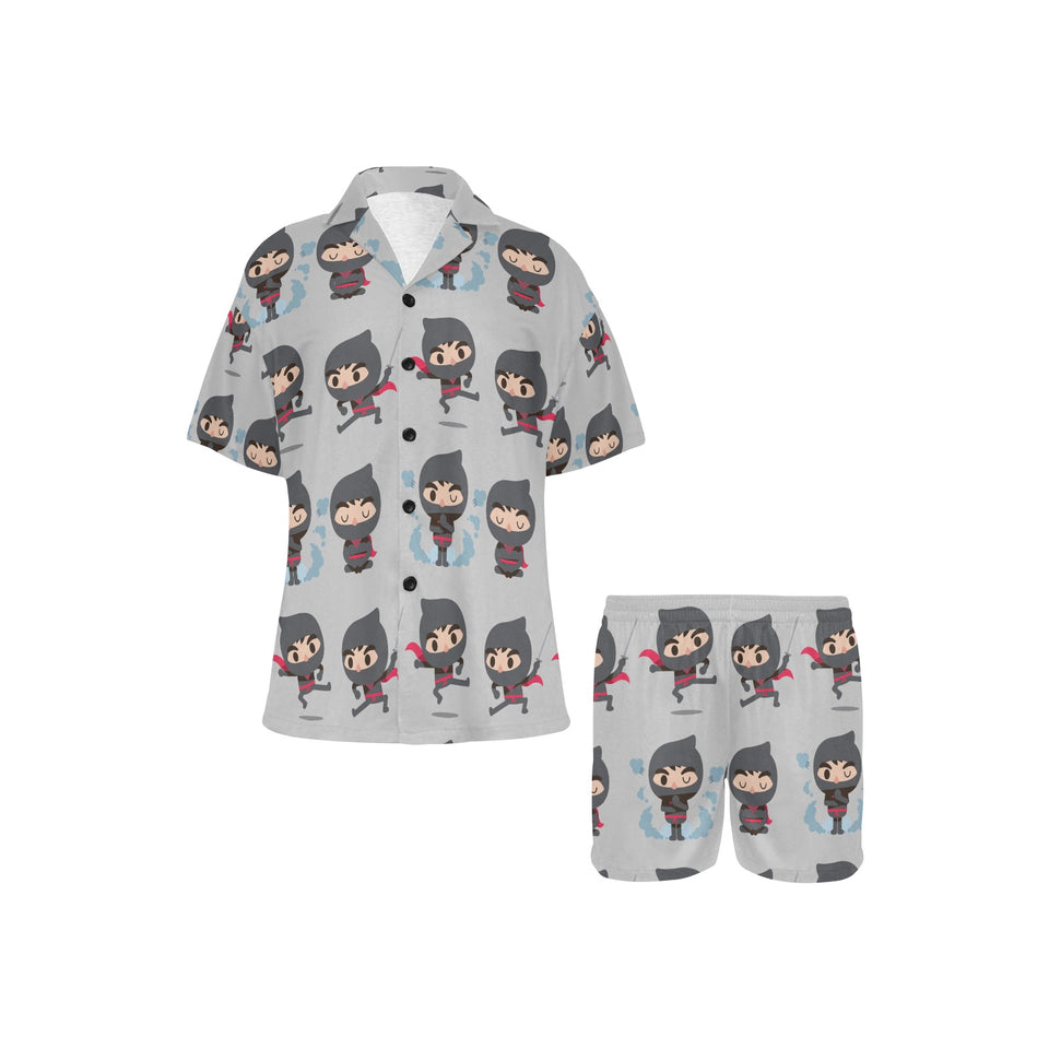 Cute ninja pattern Women's V-Neck Short Pajama Set