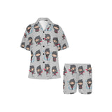 Cute ninja pattern Women's V-Neck Short Pajama Set