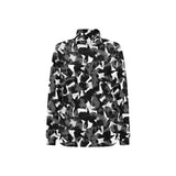 Crow illustration pattern Women's Long Sleeve Polo Shirt