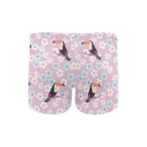 Beautiful toucan flower leaves Men's Swimming Trunks
