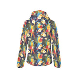 Colorful parrot flower pattern Women's Padded Hooded Jacket