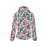 Watermelons tropical palm leaves pattern Women's Padded Hooded Jacket