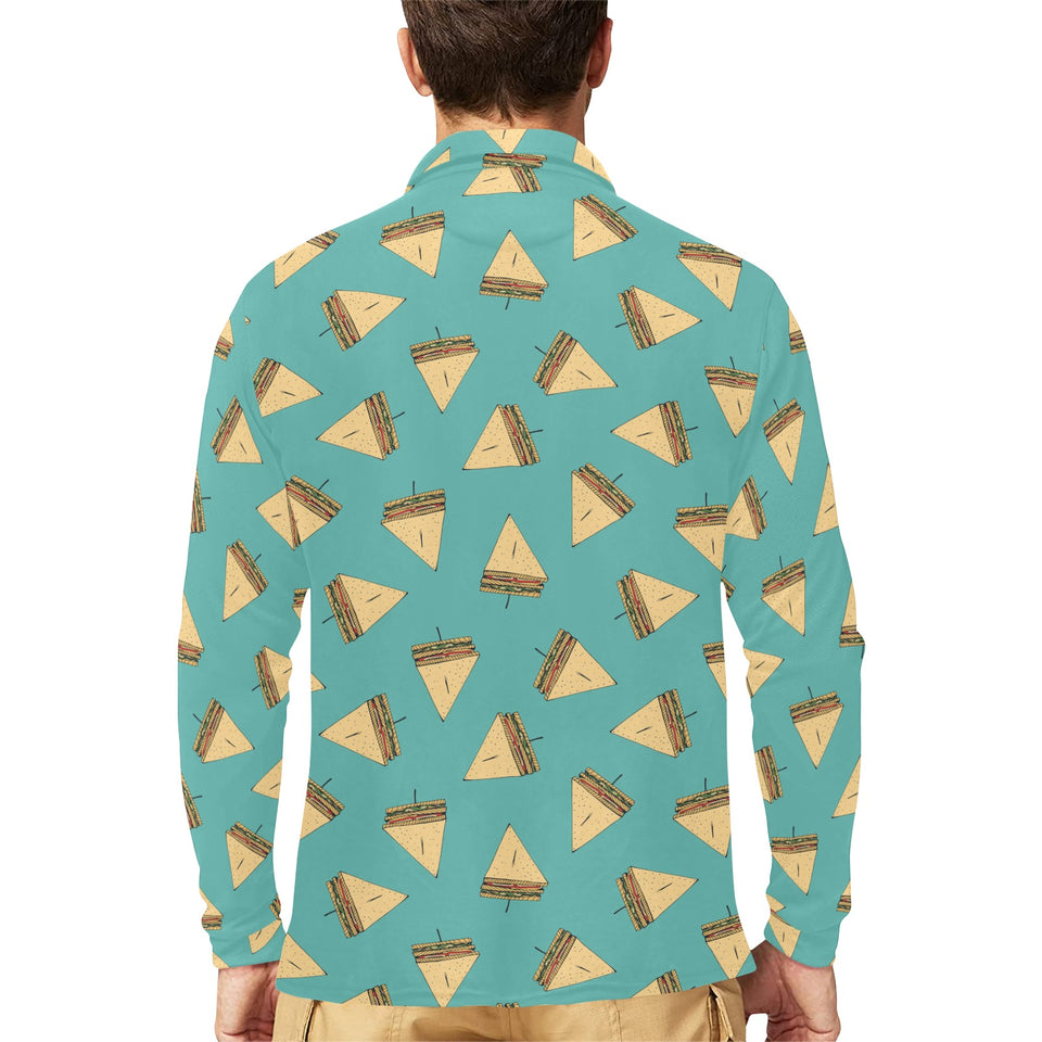 Sandwich Pattern Print Design 03 Men's Long Sleeve Polo Shirt