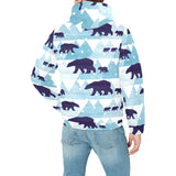 polar bear winter snow pattern Men's Padded Hooded Jacket