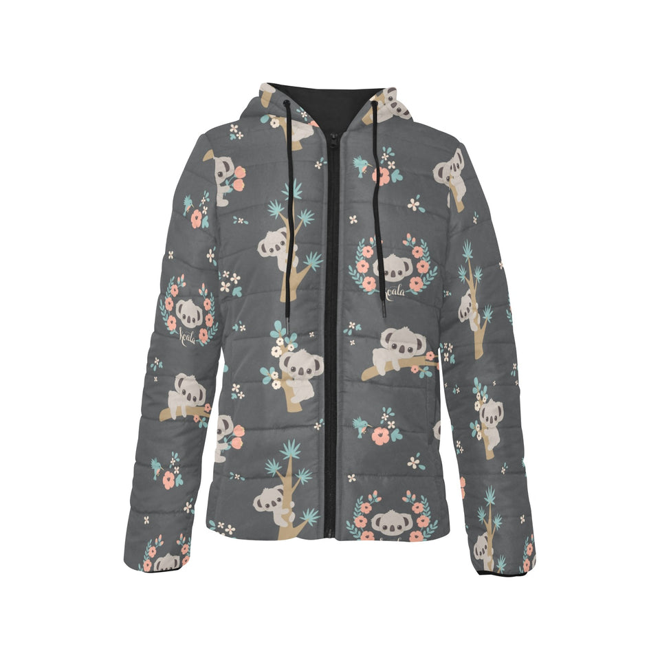 Cute koala pattern Women's Padded Hooded Jacket