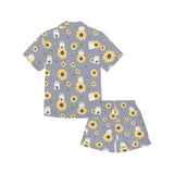 Cute hamster sunflower pattern background Kids' Boys' Girls' V-Neck Short Pajama Set