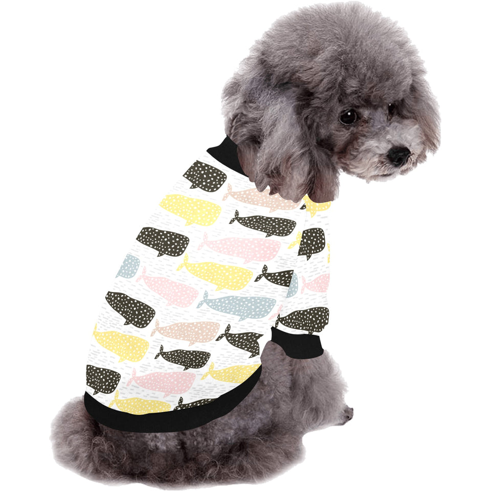Whale dot pattern All Over Print Pet Dog Round Neck Fuzzy Shirt