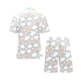 Cute rainbow clound star pattern Men's V-Neck Short Pajama Set