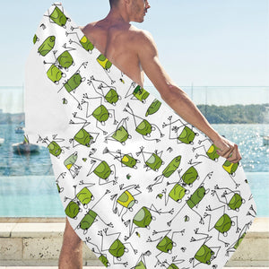 Sketch funny frog pattern Beach Towel
