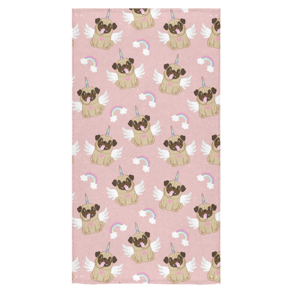 Cute unicorn pug pattern Bath Towel