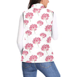 Pink lotus waterlily pattern Women's Padded Vest
