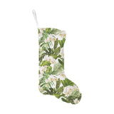 White orchid flower tropical leaves pattern Christmas Stocking