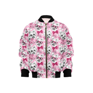 Yorkshire Terrier Pattern Print Design 03 Kids' Boys' Girls' Bomber Jacket