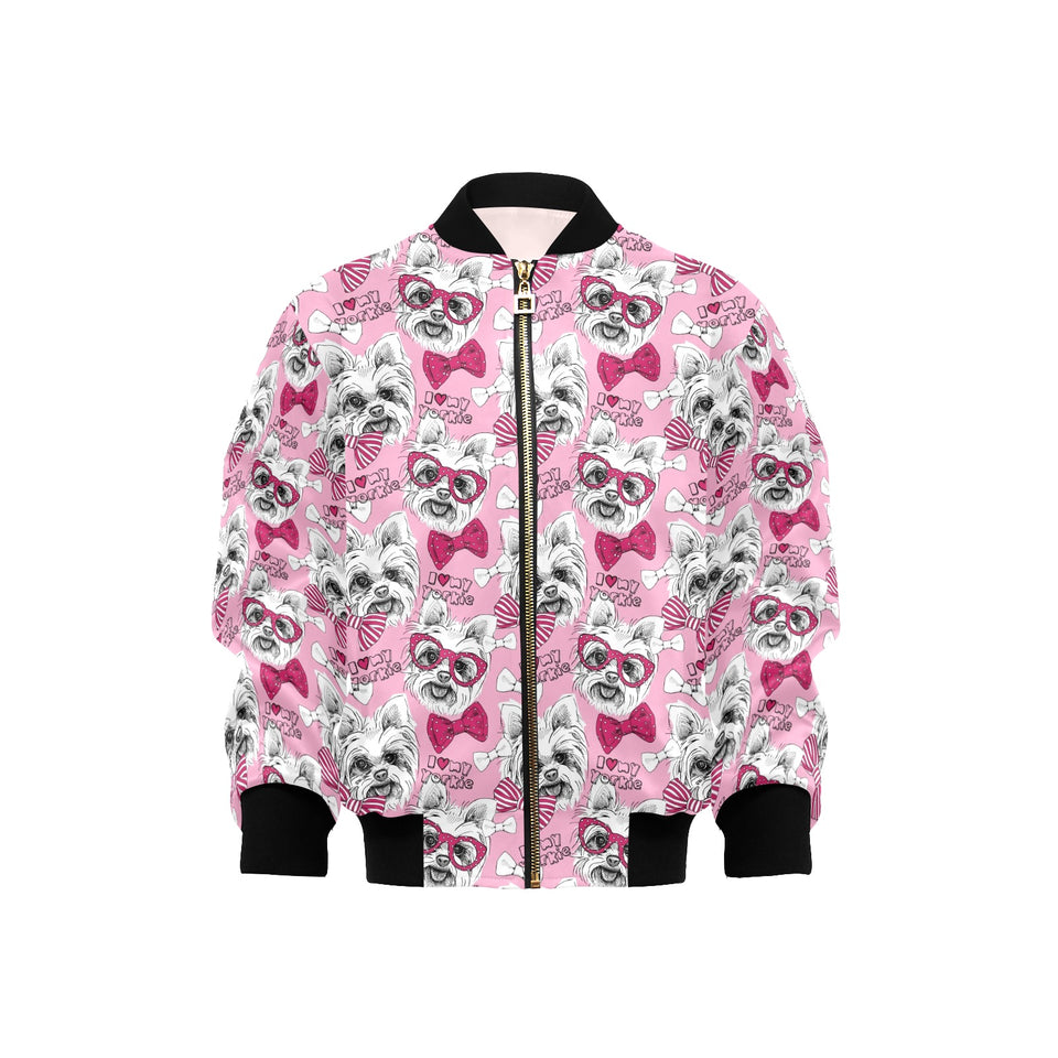 Yorkshire Terrier Pattern Print Design 03 Kids' Boys' Girls' Bomber Jacket