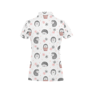 Hedgehog Pattern Print Design 02 Women's All Over Print Polo Shirt